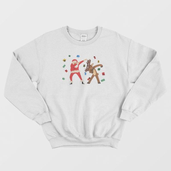 Dabbing Deer Santa Christmas Sweatshirt