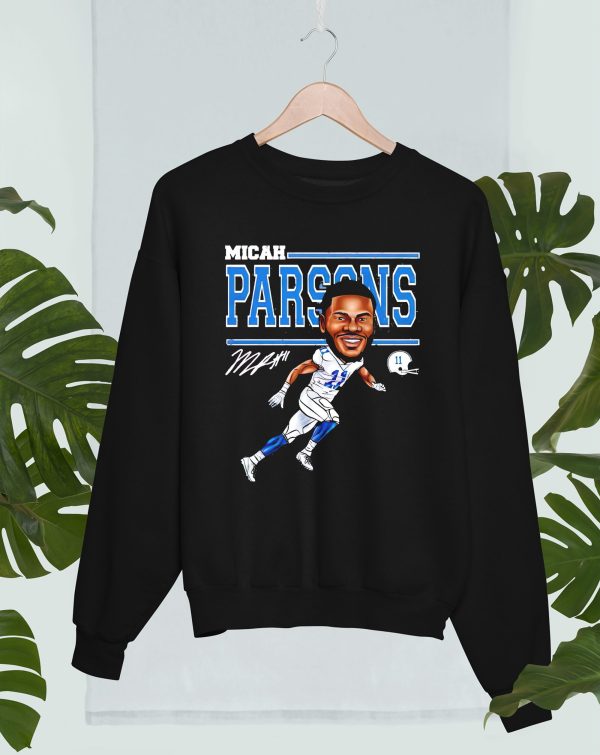 Dallas Football 11 Micah Parsons Cartoon Signature NFL T-Shirt