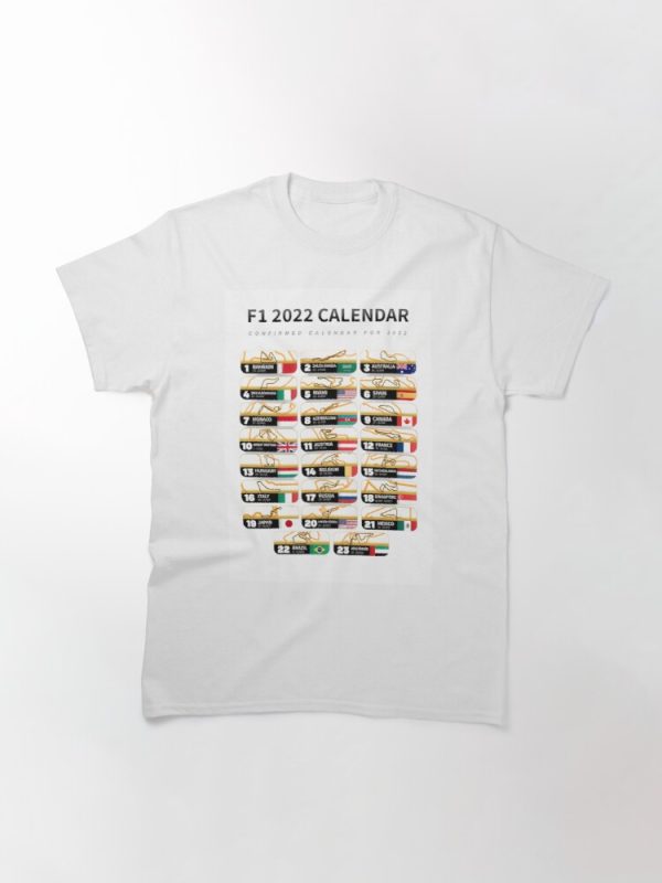 F1 2022 Calendar All Tracks Classic T Shirt