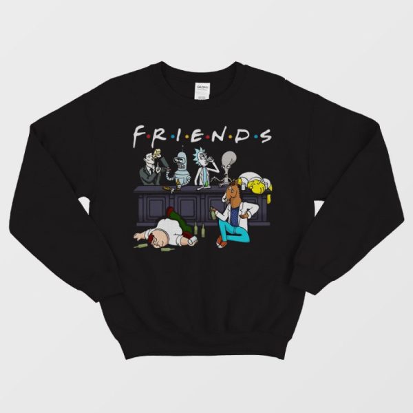 Friends Rick and Morty Simpson On Cartoon Network Sweatshirt