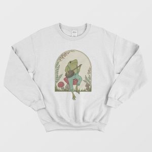 Frog Playing Banjo on Mushroom Cute Sweatshirt