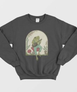 Frog Playing Banjo on Mushroom Cute Sweatshirt 3
