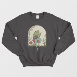 Frog Playing Banjo on Mushroom Cute Sweatshirt 3