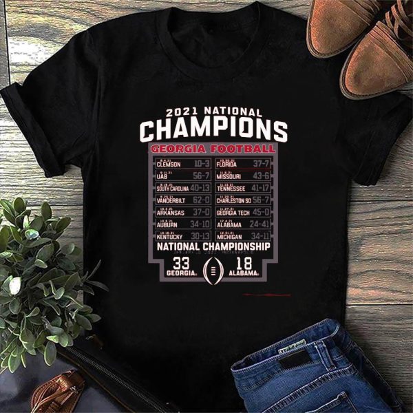 Georgia Bulldogs 2021 National Champions Schedule Score Shirt