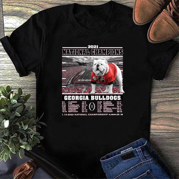 Georgia Bulldogs College Football Playoff 2021 National Champions Recap T-Shirt