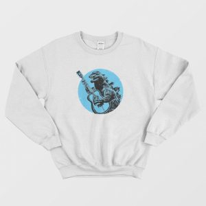 Godzilla Playing Guitar Cool Sweatshirt 1