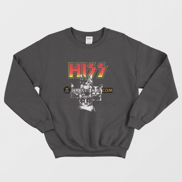 Hiss Cat Parody of Rock Band Rock Rockin Sweatshirt