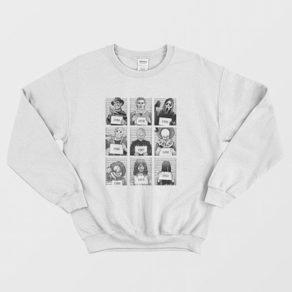 Horror Prison Horror Movie Characters Mugshots Sweatshirt