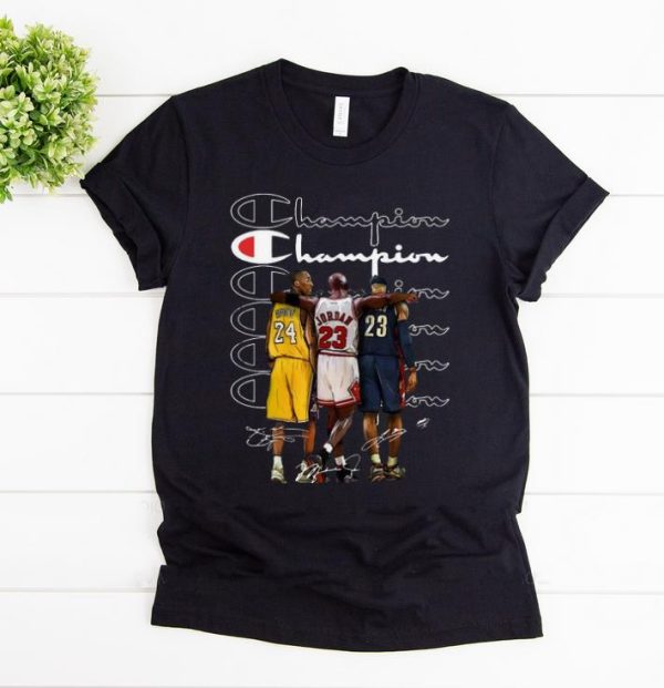 Kobe Bryant Michael Jordan And LeBron James Champion Signatures Shirt