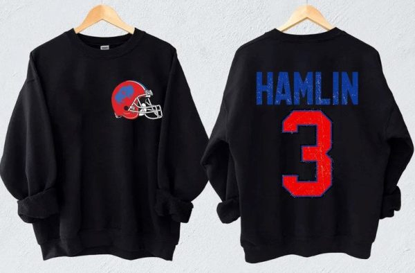 Love For 3 Damar Hamlin Bills Helmet Sweatshirt