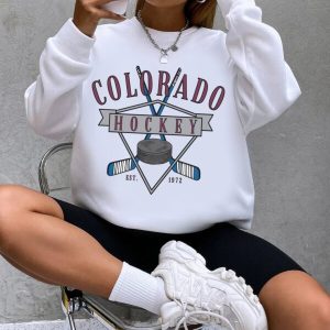 Retro 90s Colorado Avalanche Ice Hockey Printed Sweatshirt