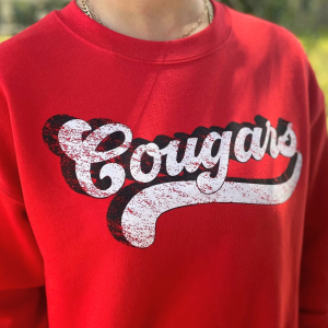 Retro Cougars Team Football Fan Sports Game Day Sweatshirt