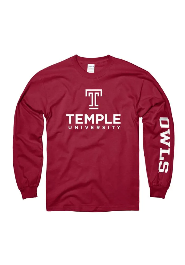 Temple Owls University Big Logo Print Shirt For Fan