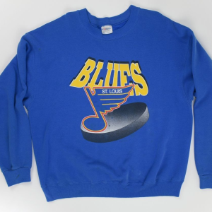 Vintage 90s Saint Louis Blues Hockey Print Crewneck Sweatshirt