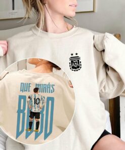 World Cup 2022 Lionel Messi Que Miras Bobo Argentina Soccer Shirt 1