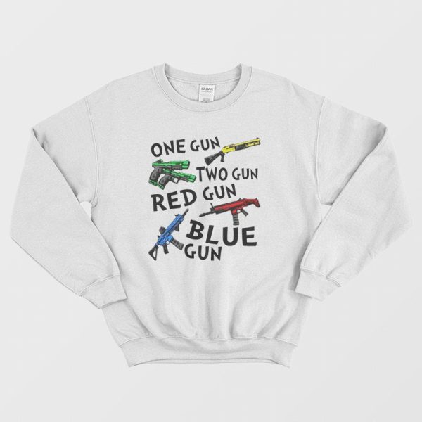 One Gun Two Gun Red Gun Blue Gun Sweatshirt