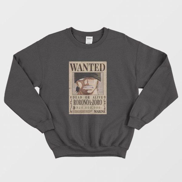 Roronoa Zoro Wanted Poster One Piece Sweatshirt