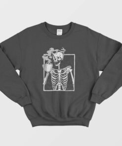 Skeleton Drinking Coffee Sweatshirt 3