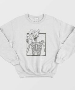 Skeleton Drinking Coffee Sweatshirt 4