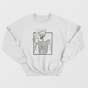 Skeleton Drinking Coffee Sweatshirt 4