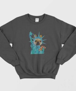 Statue Of Liberty Dog Shirt Animal Lover Pizza Slice Sweatshirt 1