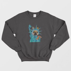 Statue Of Liberty Dog Shirt Animal Lover Pizza Slice Sweatshirt 1