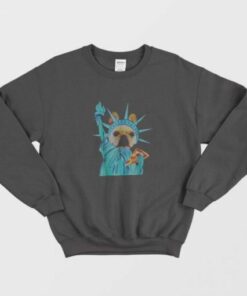 Statue Of Liberty Dog Shirt Animal Lover Pizza Slice Sweatshirt 2