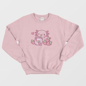 Strawberry Milk Axolotl Sweatshirt 1