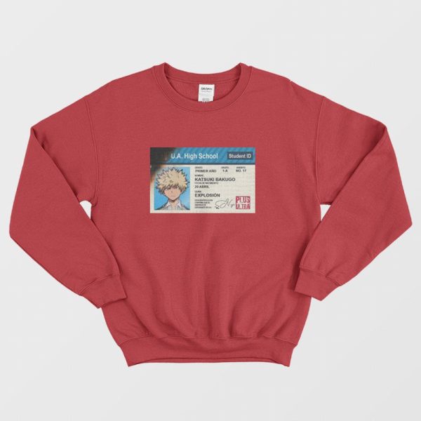 UA Student ID Card My Hero Academia Katsuki Bakugo Sweatshirt