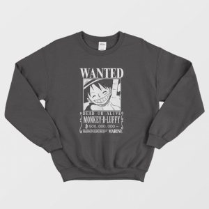 Wanted Dead or Alive Luffy Black and White Sweatshirt