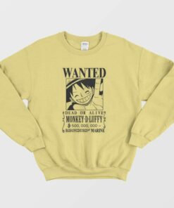 Wanted Dead or Alive Luffy Black and White Sweatshirt 3