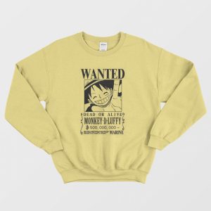 Wanted Dead or Alive Luffy Black and White Sweatshirt 3