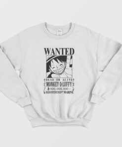 Wanted Dead or Alive Luffy Black and White Sweatshirt 4