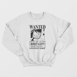 Wanted Dead or Alive Luffy Black and White Sweatshirt 4