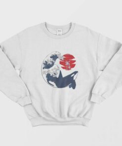 Whale Wave Sweatshirt Oriental Japanese Style 1