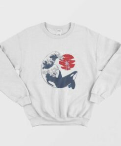 Whale Wave Sweatshirt Oriental Japanese Style 1 Whale Wave Sweatshirt Oriental Japanese Style 2