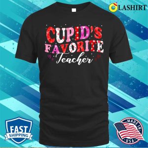 Cupids Favorite Teacher T-shirt, Cupids Favorite Teacher Groovy Valentines Day Women T-shirt