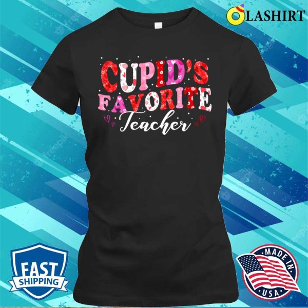 Cupids Favorite Teacher T-shirt, Cupids Favorite Teacher Groovy Valentines Day Women T-shirt