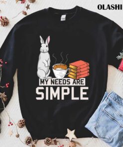 Cute Bunny Women Girls Coffee Book Lover Rabbit Tshirt 1