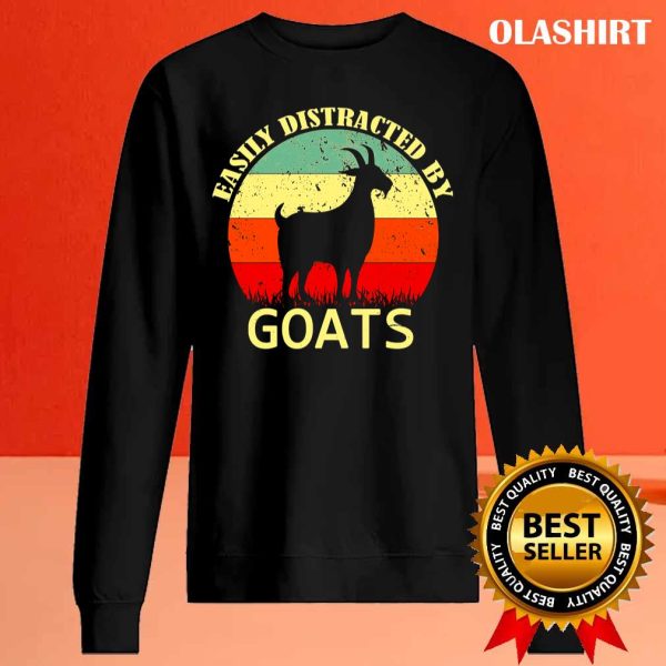 Easily Distracted By Goats Retro Vintage Funny Goat Lover T-shirt