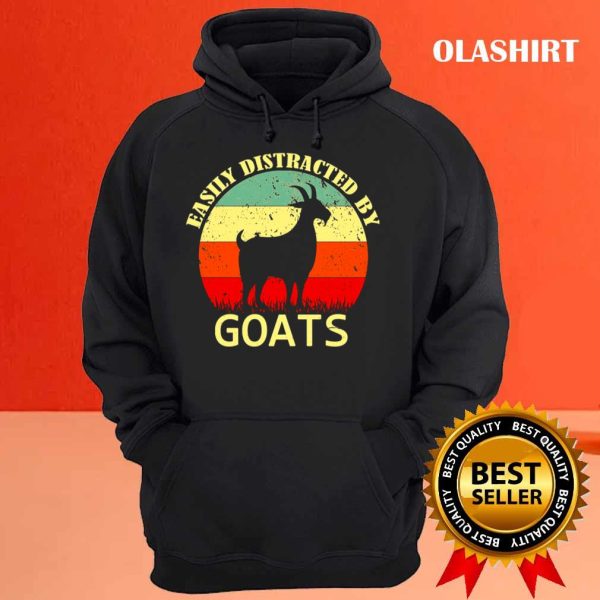 Easily Distracted By Goats Retro Vintage Funny Goat Lover T-shirt