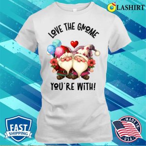 Love the Gnome You’re Two – Gnomes, Flowers, Balloons T-Shirt