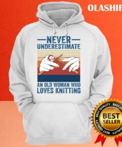 Never Underestimate An Old Woman Who Loves Knitting Vintage T shirt 3
