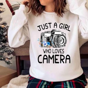 New Just A Girl Who Loves Camera Flower Watercolor Shirt