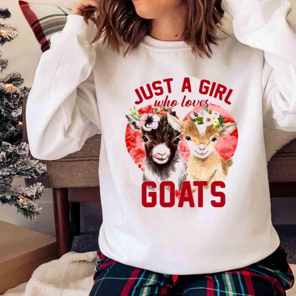 New Just A Girl Who Loves Goats Floral Farmer T-shirt