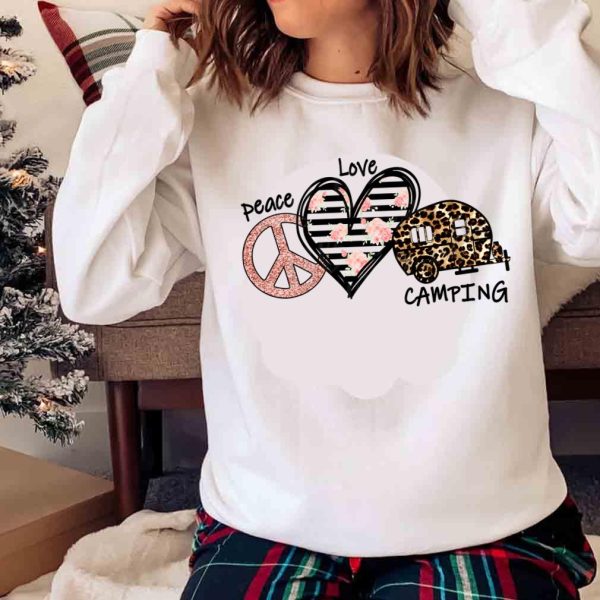 New Peace Love Camping Heart Shirt , Trending Shirt