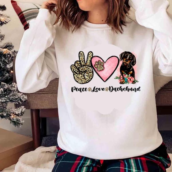 New Peace Love Dachshund Shirt , Trending Shirt