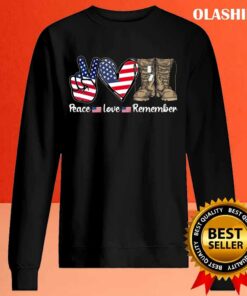 New Peace Love Remember Combat Boots Usa Flag Veteran Day T shirt 2