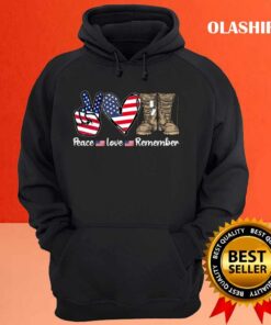New Peace Love Remember Combat Boots Usa Flag Veteran Day T shirt 3