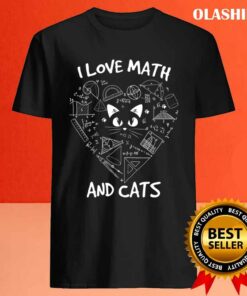 Official I Love Math And Cats Cute Kitty Cat Feline Lover T shirt 2
